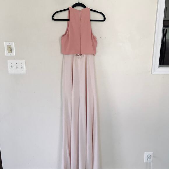 Jill Stuart BHLDN Iva Crepe Blush Pink Duo Two Tone Gown Maxi Dress Women Size 4 - Picture 3 of 9